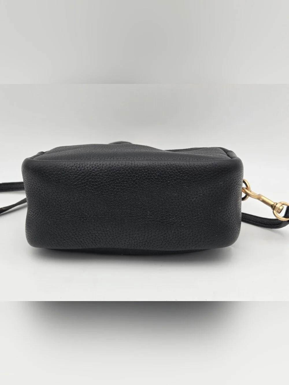 Tory Burch Black Pebbled Leather Crossbody Camera Bag with Gold Hardware